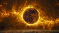Cataclysmic Representation Of A Planet Engulfed In Flaming Solar Energy Royalty Free Stock Photo