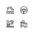 Cataclysms and natural disasters outline icons set EPS 10 vector format. Transparent background.