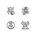 Cataclysms and natural disasters outline icons set EPS 10 vector format. Transparent background.