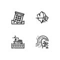 Cataclysms and natural disasters outline icons set EPS 10 vector format. Transparent background.