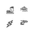 Cataclysms and natural disasters outline icons set EPS 10 vector format. Transparent background.