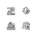 Cataclysms and natural disasters outline icons set EPS 10 vector format. Transparent background.