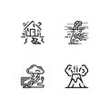 Cataclysms and natural disasters outline icons set EPS 10 vector format. Transparent background.