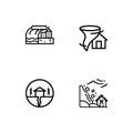 Cataclysms and natural disasters outline icons set EPS 10 vector format. Transparent background.