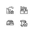 Cataclysms and natural disasters outline icons set EPS 10 vector format. Transparent background.