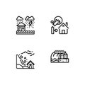 Cataclysms and natural disasters outline icons set EPS 10 vector format. Transparent background.
