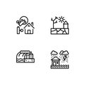 Cataclysms and natural disasters outline icons set EPS 10 vector format. Transparent background.