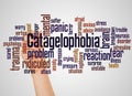 Catagelophobia fear of being ridiculed word cloud and hand with marker concept Royalty Free Stock Photo