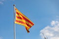 Catalan flag waving on the wind senyera Royalty Free Stock Photo