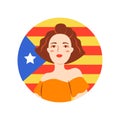 The Catalan girl portrait, and avatar with a flag for stickers, and social media