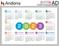 Catalan horizontal pocket calendar for 2023. Week starts Monday