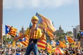 Catalan iconic reaper statue at the Independentist rally at La Diada, Catalonia`s National Day