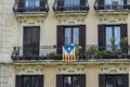 Catalan independence flag on a balcony