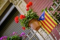 Catalan independence flag on a balcony.