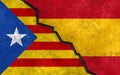 Catalan independence referendum in Spain flag concept