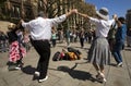 Catalan national dance Sardana, Barcelona, Spain.