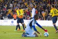 Catalan players celebrating a goal