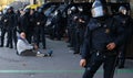 Catalan police mossos securing sants station in Barcelona