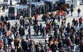 Catalan police mossos securing sants station in Barcelona outdoor