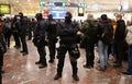 Catalan police mossos secure sants station during an independentist protest