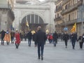 Catalan pro-independence supporters gather in Barcelona city centre, Spain