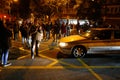 Catalan separatist demonstartors cut off traffic in main Barcelona avenues vertical