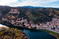 Catalan town of Miravet on banks of Ebro river, Tarragona, Spain Royalty Free Stock Photo