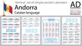 Catalan vertical pocket calendar for 2022