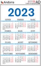 Catalan vertical pocket calendar for 2023. Week starts Monday