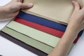 Samples of artificial leather for sewing Royalty Free Stock Photo