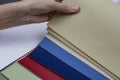 Samples of artificial leather for sewing Royalty Free Stock Photo