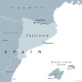Catalonia autonomous community of Spain, gray map
