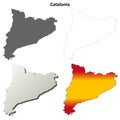 Catalonia blank detailed outline map set