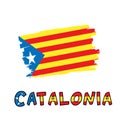 Catalonia blue estelada national flag painted as colorful brush stroke Royalty Free Stock Photo
