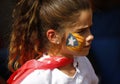 Catalonia diada girl with painted Estelada flag