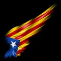 Catalonia flag on Abstract wing with black background.