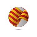 Catalonia flag button with shadow on a white background. Vector illustration. Royalty Free Stock Photo