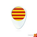 Catalonia flag location map pin icon on white background Royalty Free Stock Photo