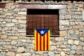 Catalonia independence flag in a window of a house