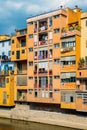 Catalonia Independence Flags on balconies in Girona, Catolonia, Spain