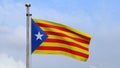 Catalonia independent flag waving in the wind. Close up Catalan estelada banner