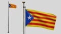Catalonia independent flag waving in the wind. Close up Catalan estelada banner Royalty Free Stock Photo