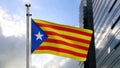 Catalonia independent flag waving in the wind. Close up Catalan estelada banner Royalty Free Stock Photo