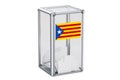 Catalonia referendum concept, ballot box with Catalonian flag. 3