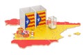 Catalonia referendum concept, voting booths with flag and ballot Royalty Free Stock Photo