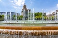 Catalonia Square Placa de Catalunya fountain, center of Barcelona, Spain