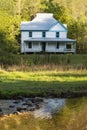 Cataloochee old historic home stands in late sunshine. Royalty Free Stock Photo