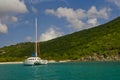 Catamaran anchored in harbor Royalty Free Stock Photo