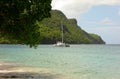 A catamaran anchored in the windward islands Royalty Free Stock Photo