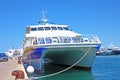 Catamaran anchored in Zadar harbor Royalty Free Stock Photo